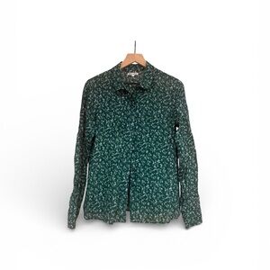 Reformation Green Floral Button Down Blouse